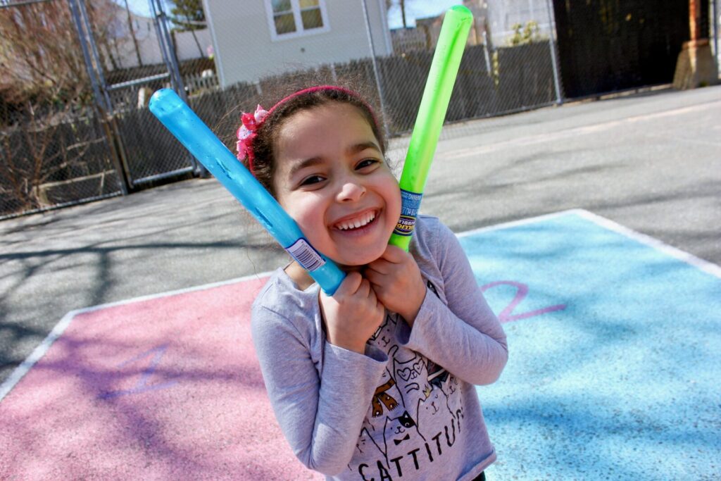 Girl playground smiling
